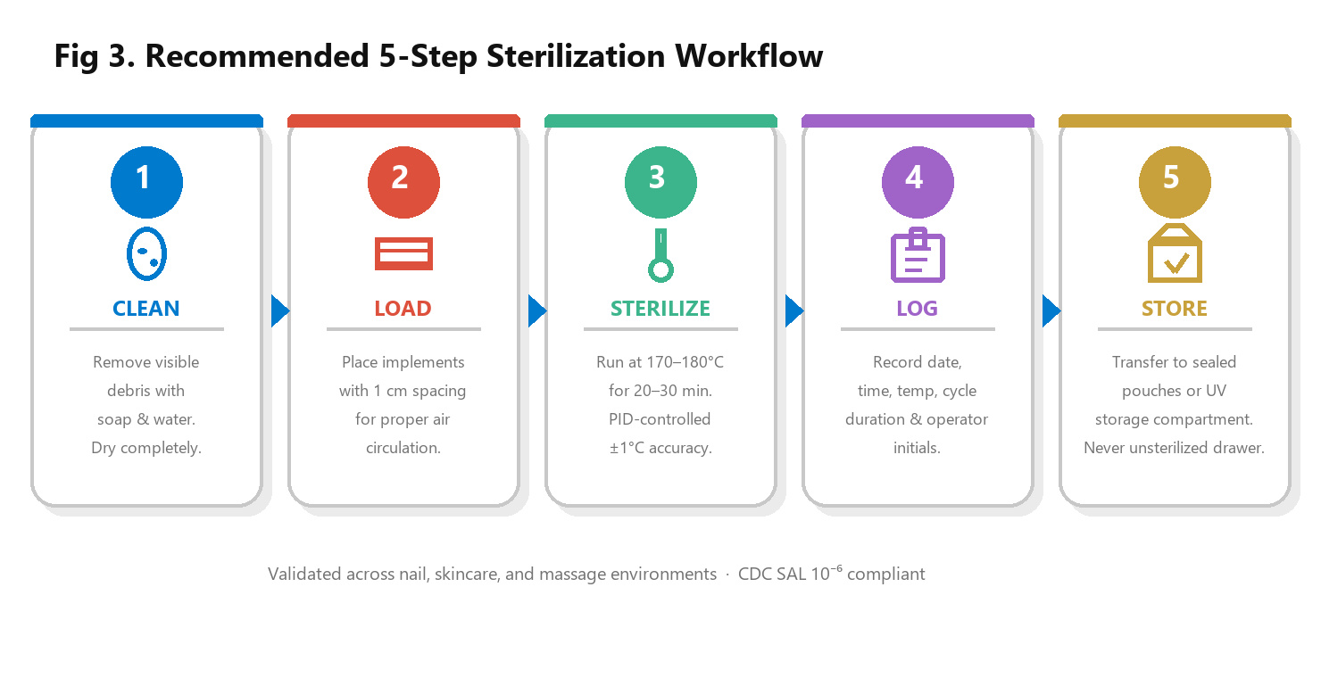5-step sterilization workflow diagram