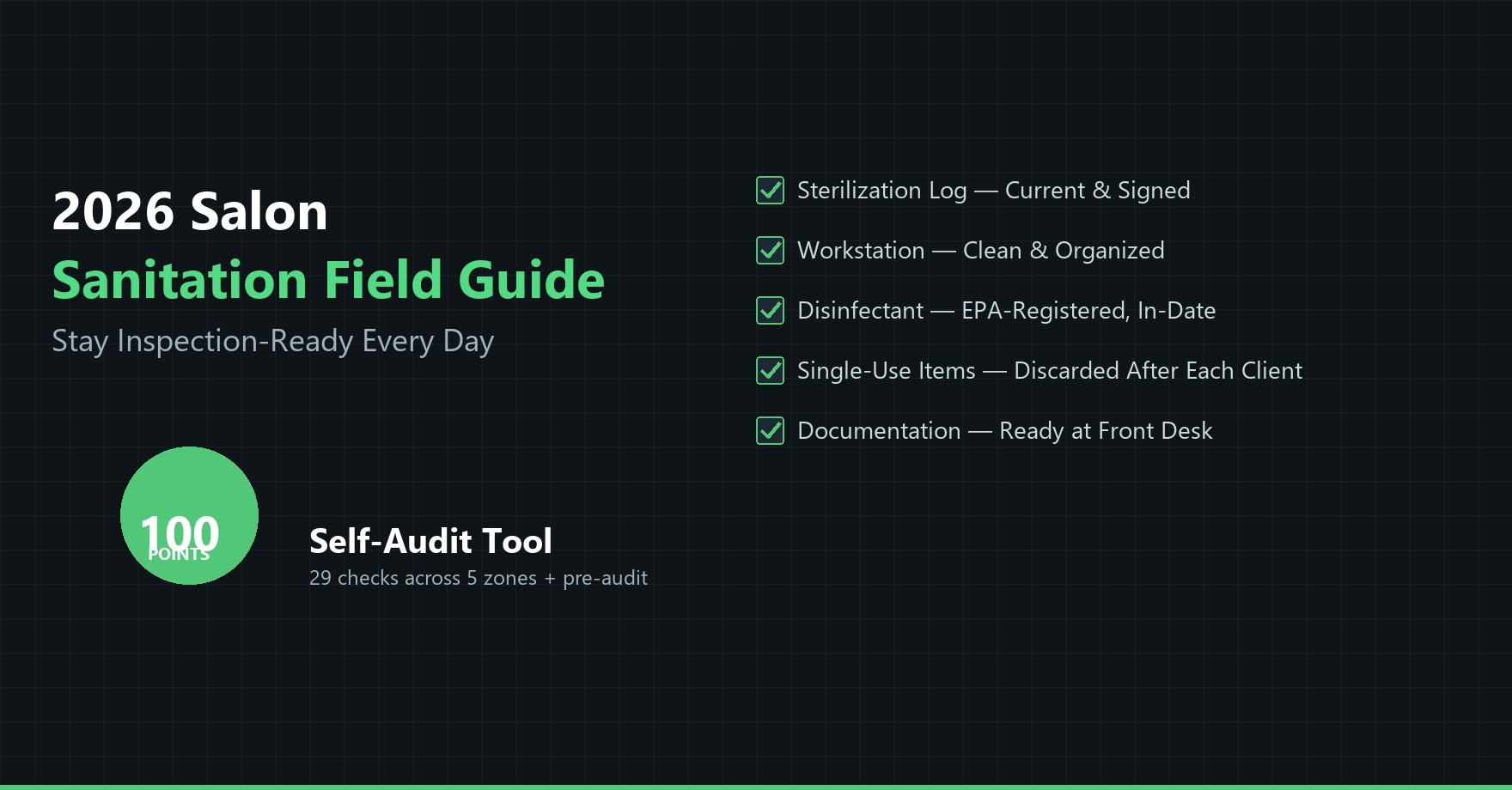 Organized salon workstation with sterilization log and clean tools